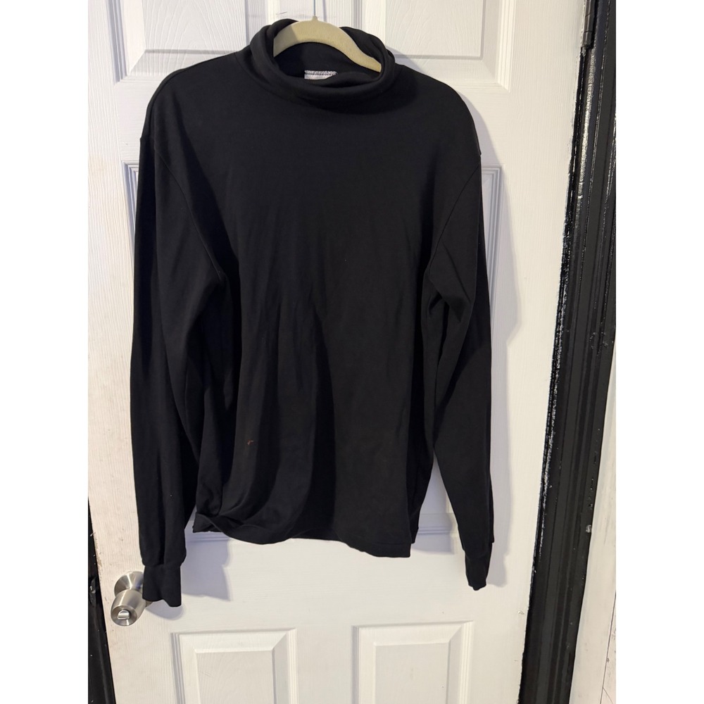Skyr Mens XL Turtleneck Long Sleeve Shirt Black Cotton Lycra Made in USA